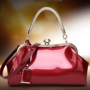 BCF Designer Diamond Shell Red Hand Bag